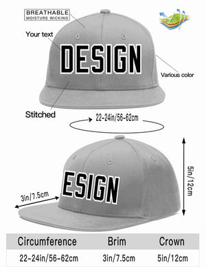 Custom Gray Black-White Flat Eaves Sport Baseball Cap Design for Men/Women/Youth