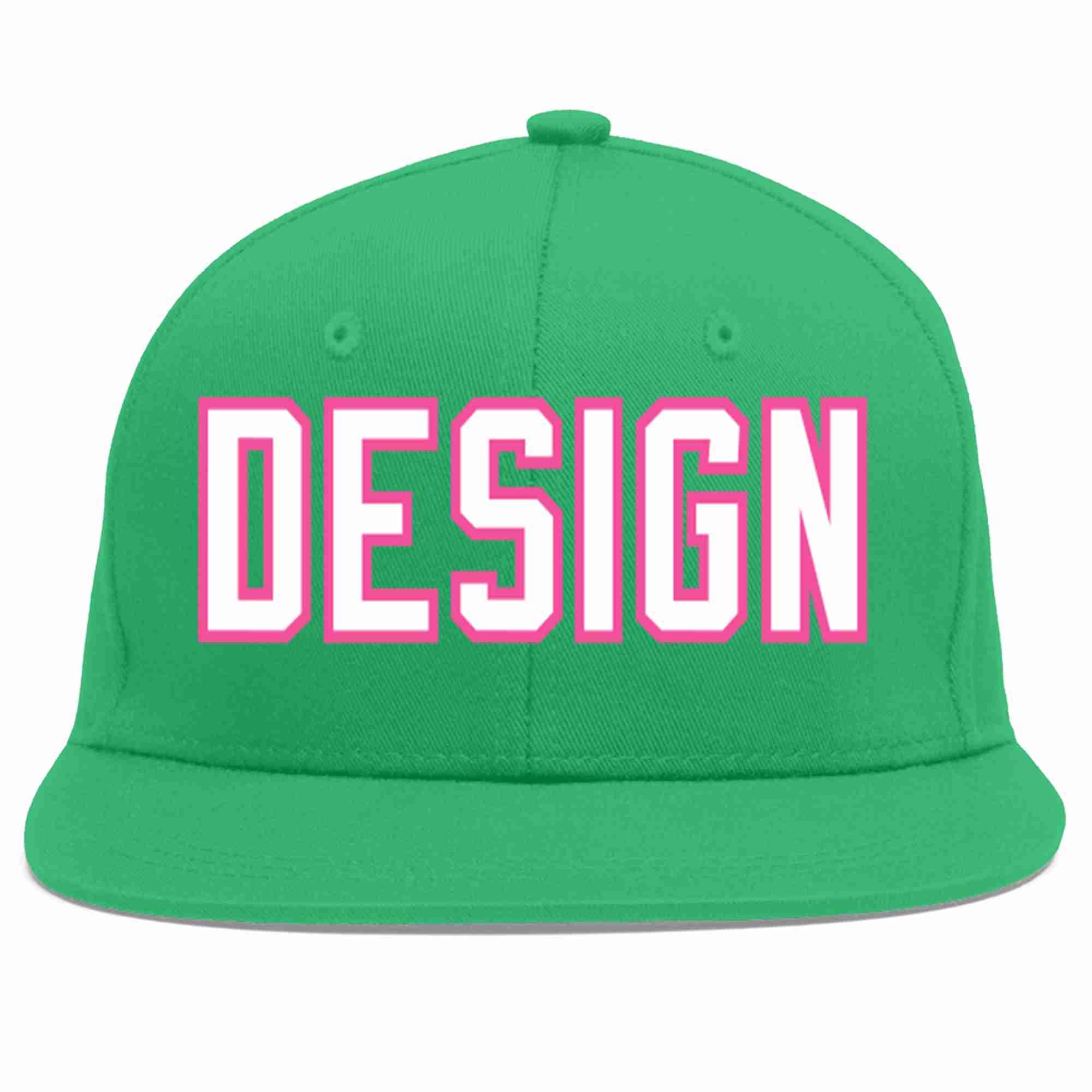 Custom Teal White-Pink Flat Eaves Sport Baseball Cap