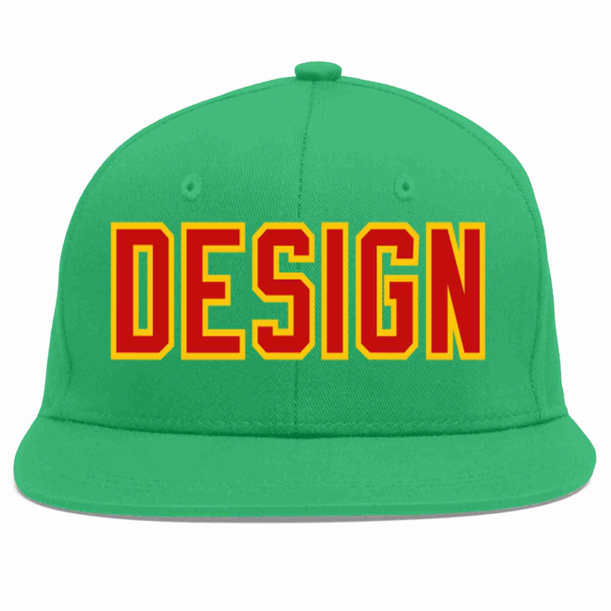 Custom Teal Red-Yellow Flat Eaves Sport Baseball Cap