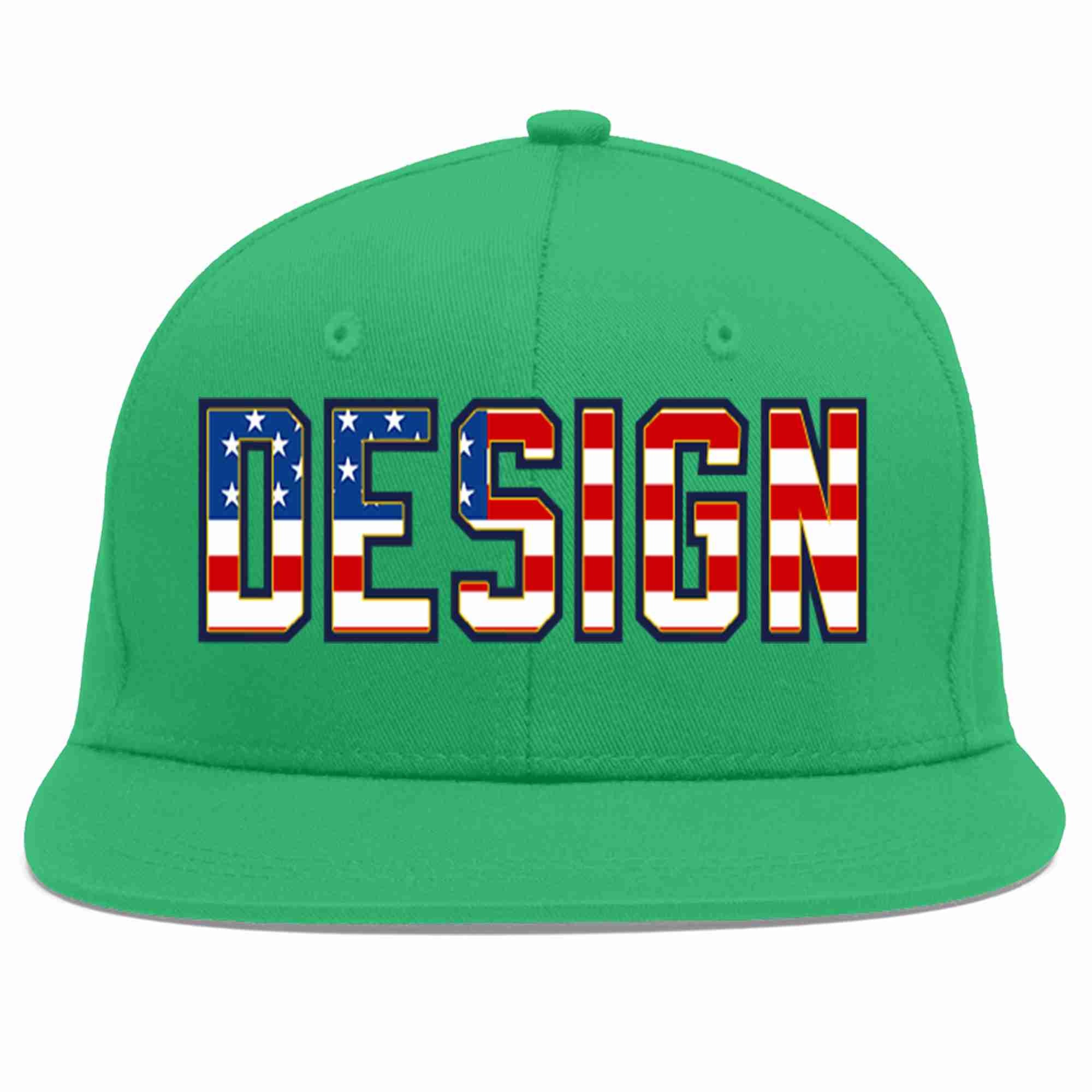 Custom Teal Vintage USA Flag-Gold Flat Eaves Sport Baseball Cap