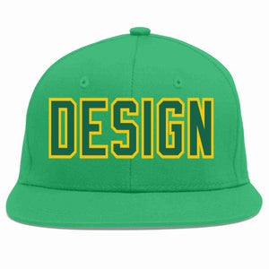 Casquette de baseball personnalisée Kelly Green-Gold Flat Eaves Sport