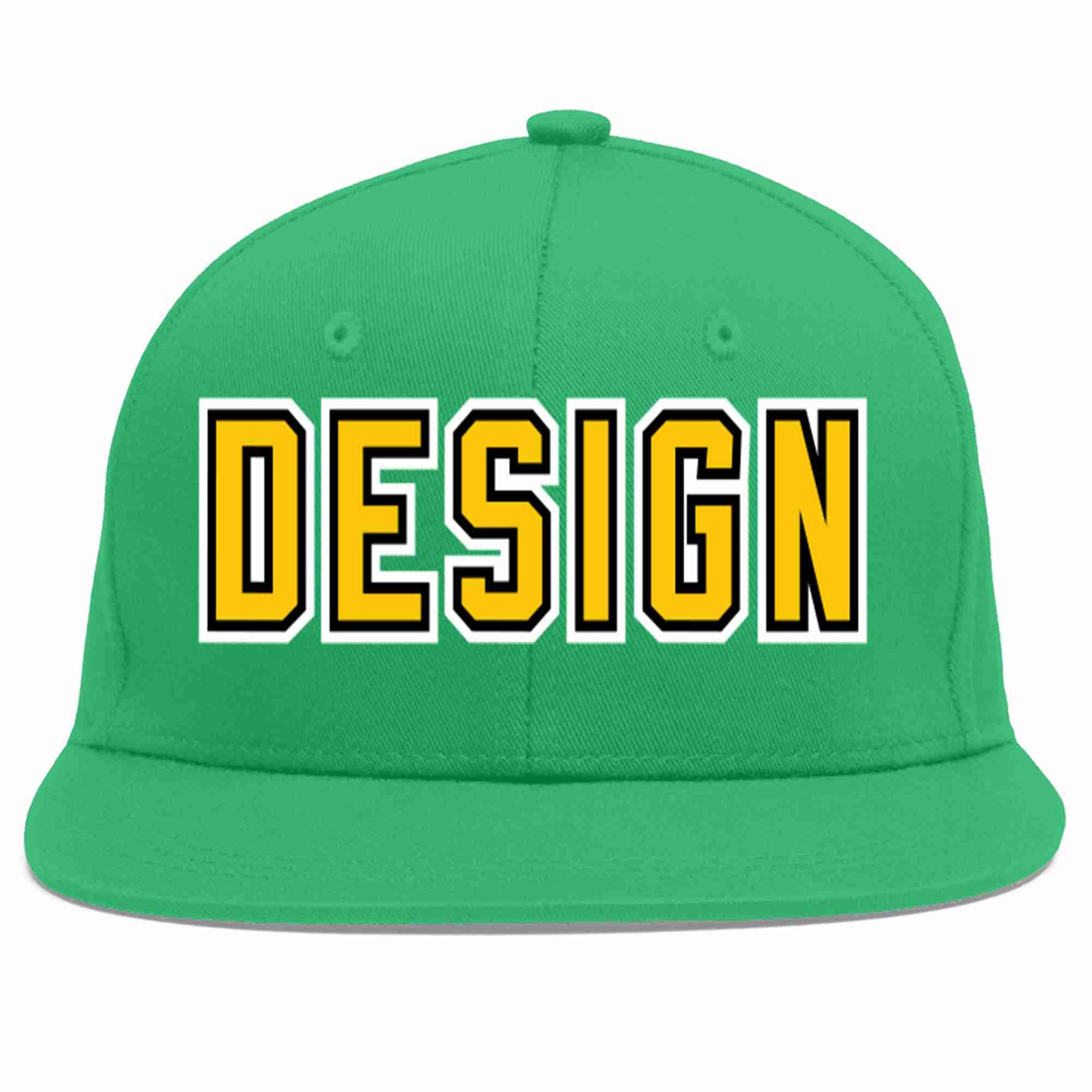 Custom Teal Gold-Black Flat Eaves Sport Baseball Cap