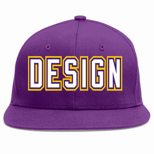 Custom Purple White-purple Flat Eaves Sport Baseball Cap Design for Men/Women/Youth