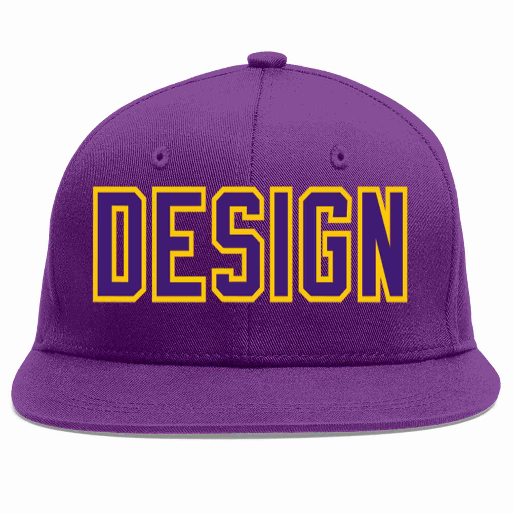 Custom Purple purple-Gold Flat Eaves Sport Baseball Cap Design for Men/Women/Youth