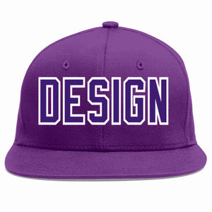 Custom Purple purple-White Flat Eaves Sport Baseball Cap Design for Men/Women/Youth