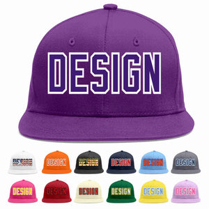 Custom Purple purple-White Flat Eaves Sport Baseball Cap Design for Men/Women/Youth