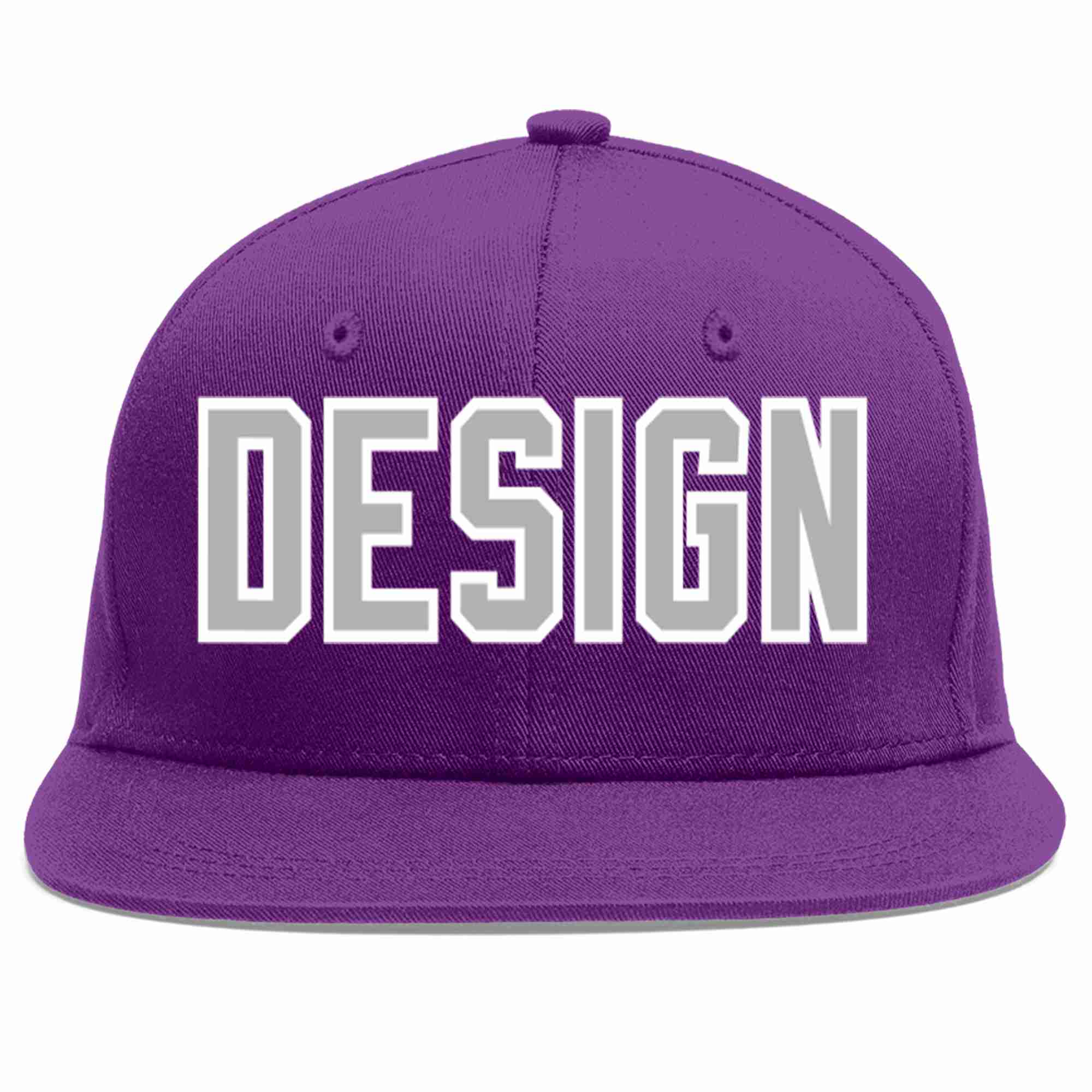 Conception personnalisée de casquette de baseball de sport à avant-toit plat violet gris-blanc pour hommes/femmes/jeunes