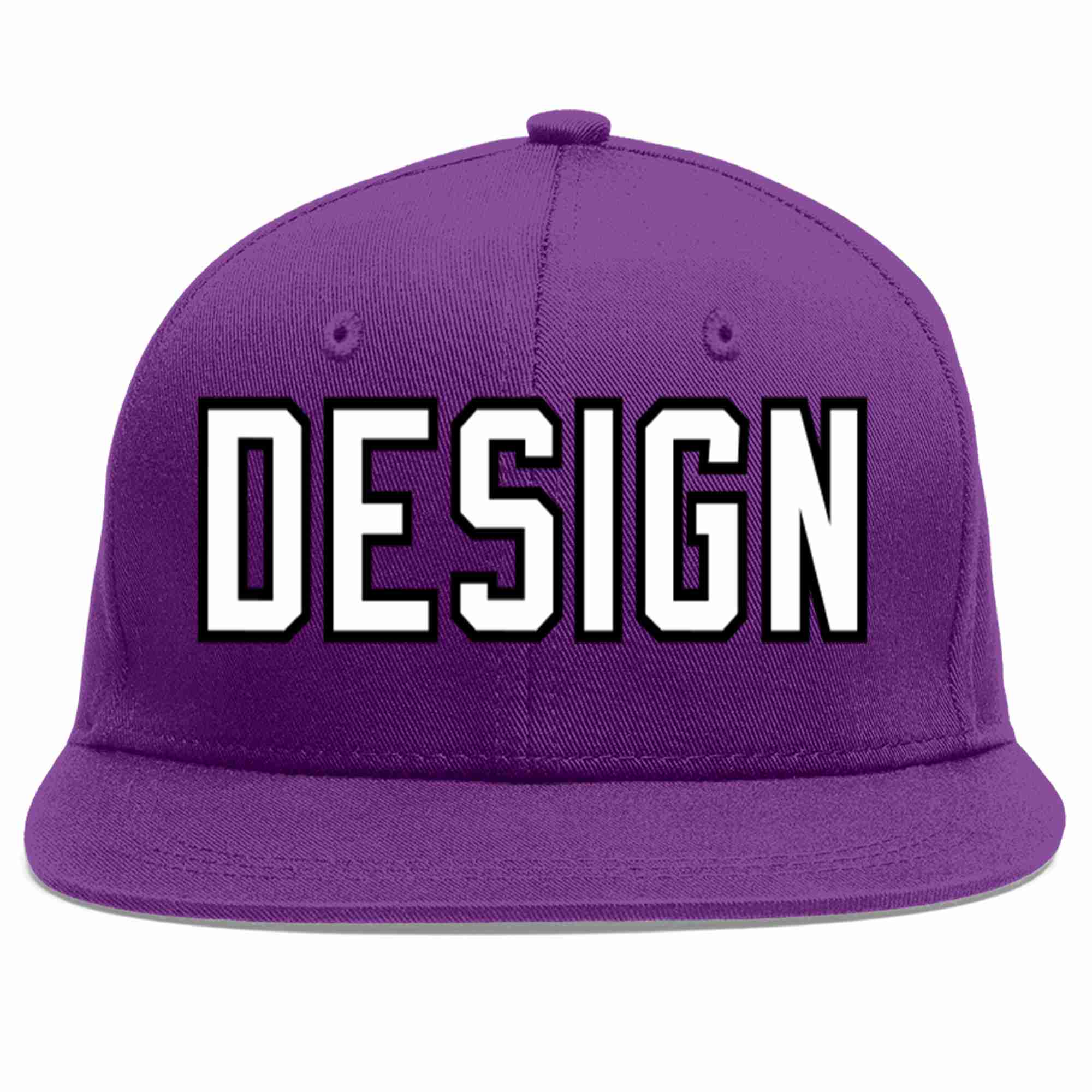 Conception personnalisée de casquette de baseball de sport à avant-toit plat violet blanc-noir pour hommes/femmes/jeunes