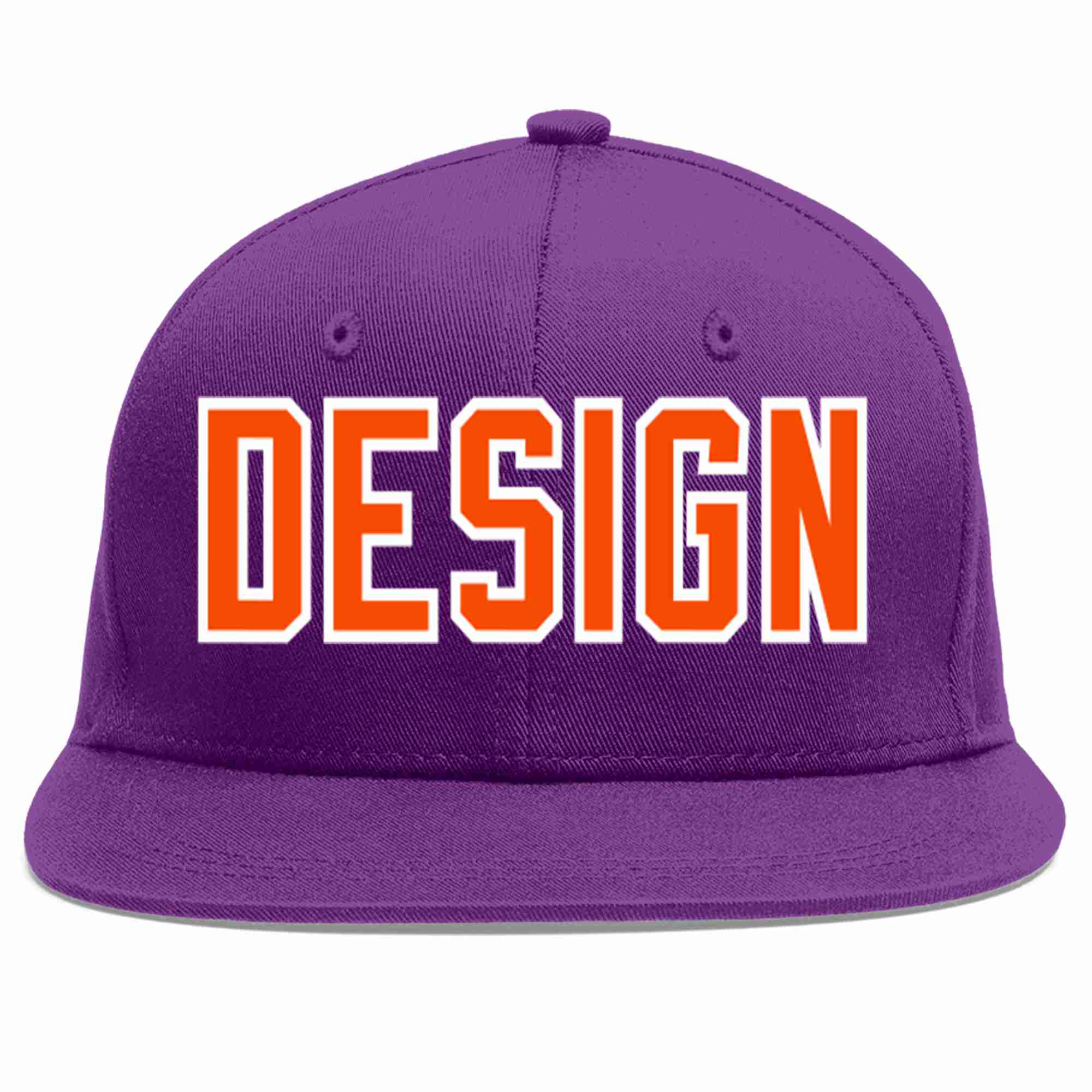 Custom Purple Orange-White Flat Eaves Sport Baseball Cap Design for Men/Women/Youth