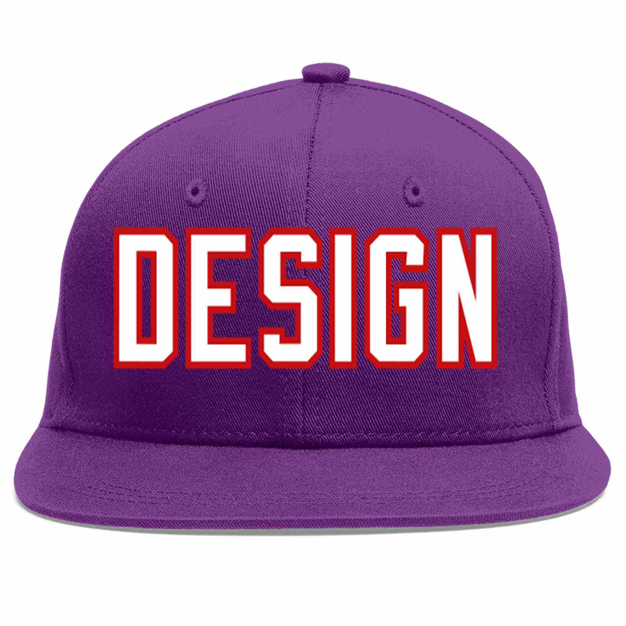 Conception personnalisée de casquette de baseball de sport à avant-toit plat violet blanc-rouge pour hommes/femmes/jeunes