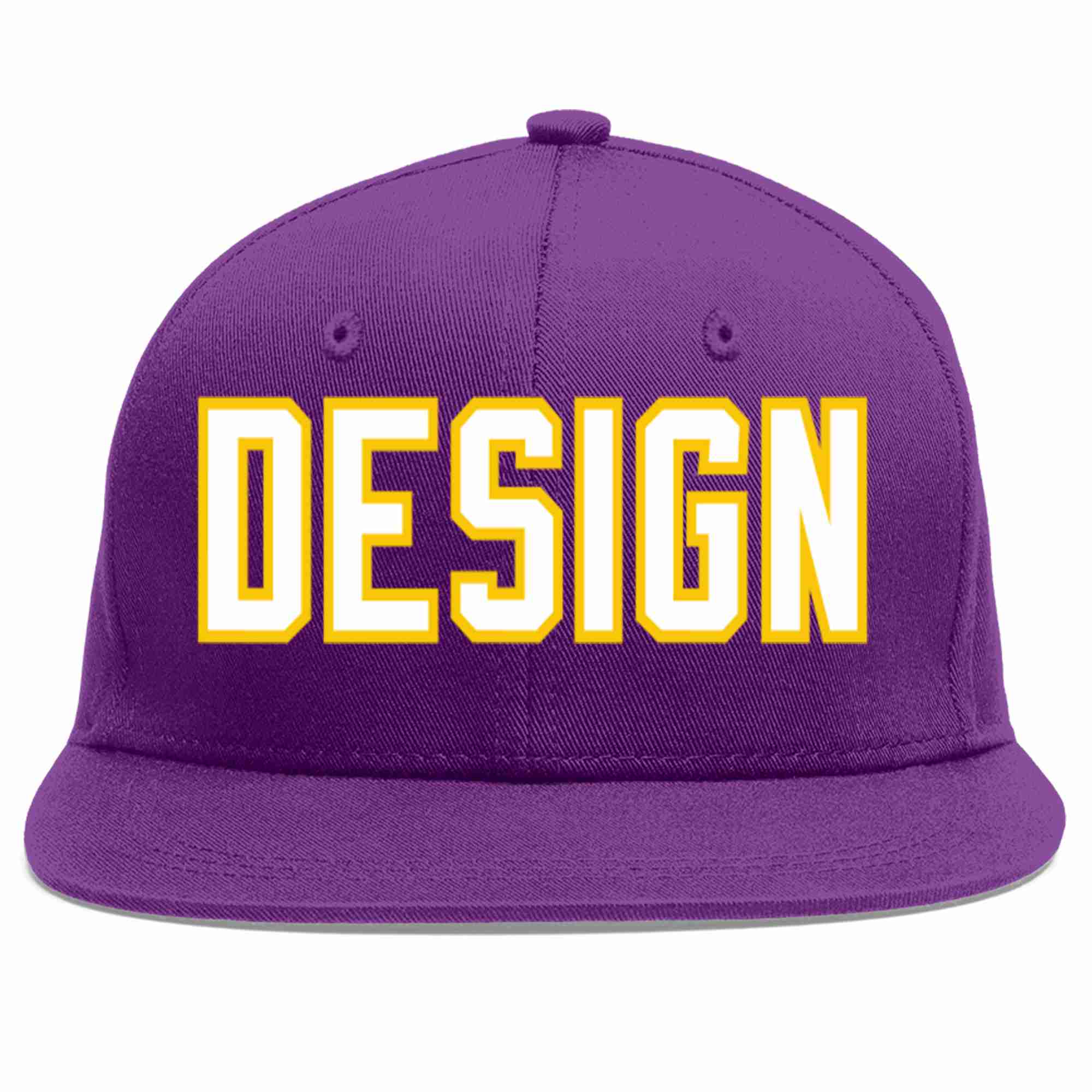 Conception personnalisée de casquette de baseball de sport à avant-toit plat violet blanc-or pour hommes/femmes/jeunes