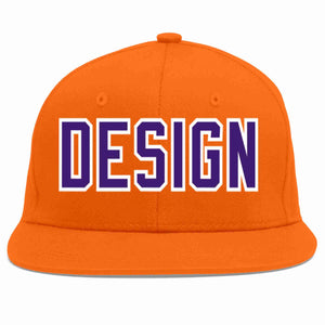 Custom Orange purple-White Flat Eaves Sport Baseball Cap Design for Men/Women/Youth