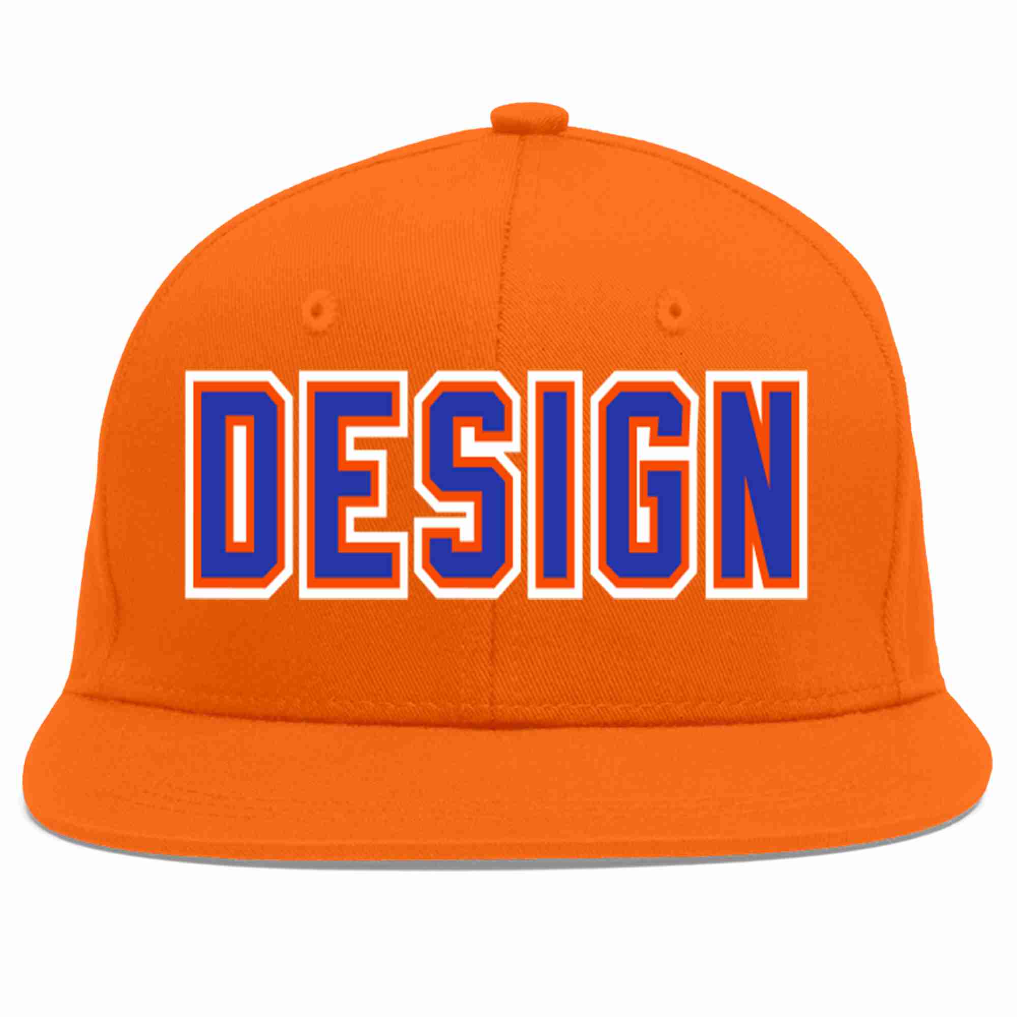 Conception personnalisée de casquette de baseball de sport à avant-toit plat orange royal-orange pour hommes/femmes/jeunes