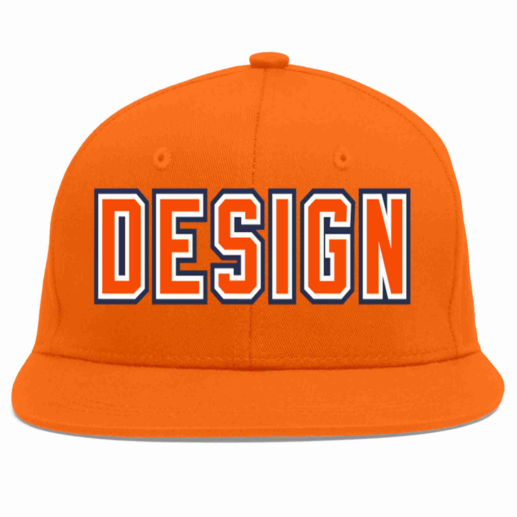 Conception personnalisée de casquette de baseball de sport à avant-toit plat orange orange-blanc pour hommes/femmes/jeunes