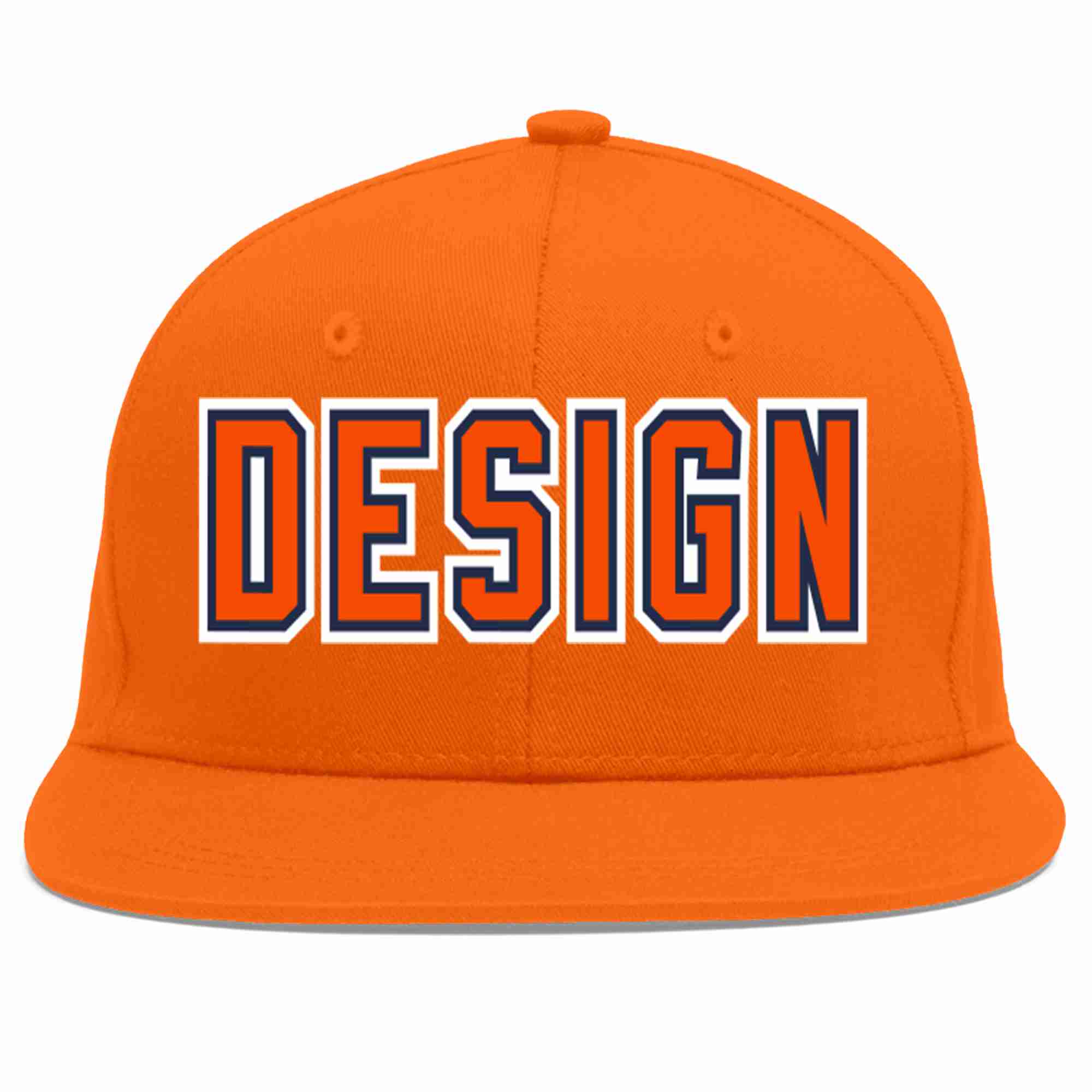 Conception personnalisée de casquette de baseball de sport à avant-toit plat orange orange-marine pour hommes/femmes/jeunes