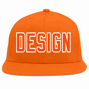 Conception personnalisée de casquette de baseball de sport à avant-toit plat orange orange-blanc pour hommes/femmes/jeunes