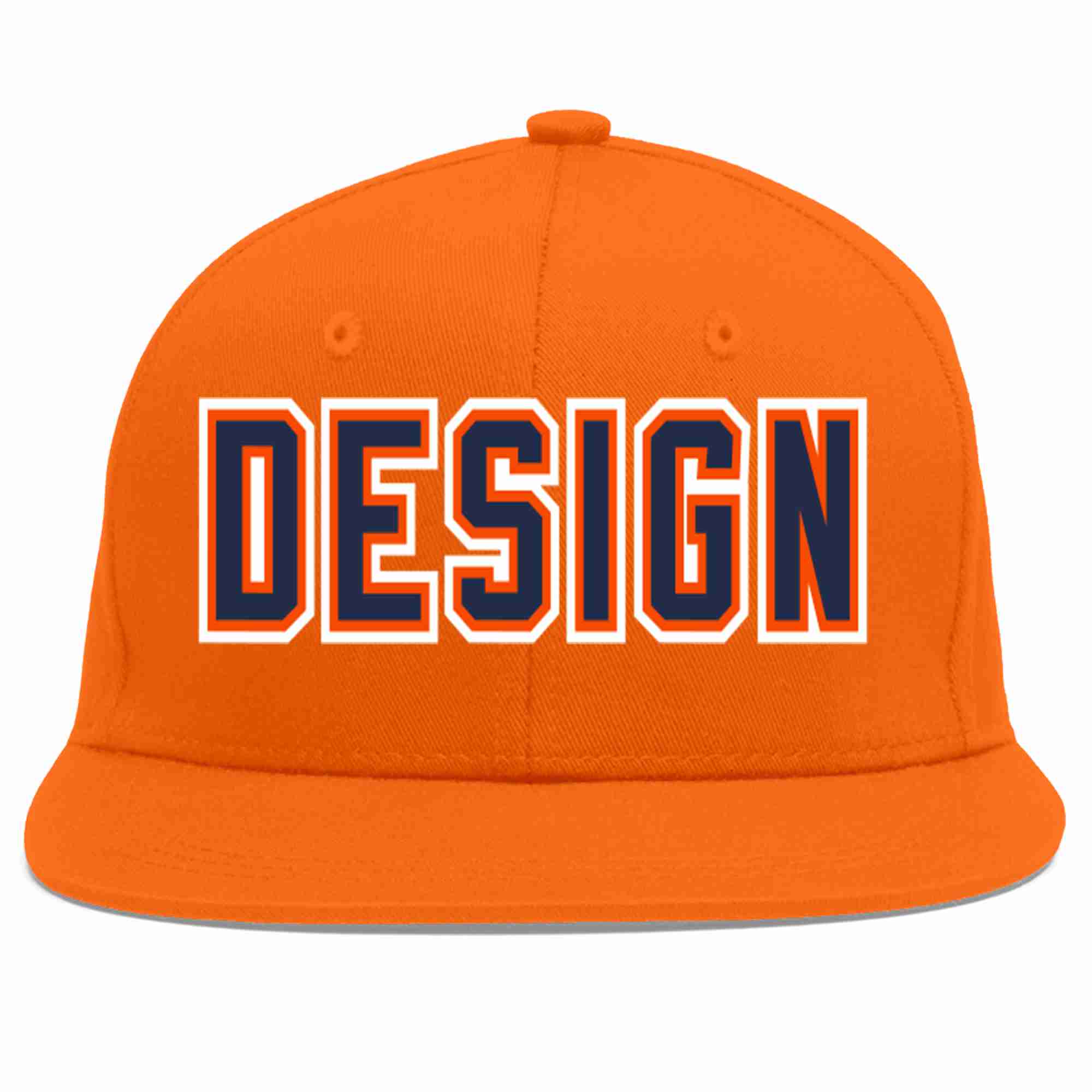 Conception personnalisée de casquette de baseball de sport à avant-toit plat orange marine-orange pour hommes/femmes/jeunes