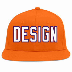 Custom Orange White-purple Flat Eaves Sport Baseball Cap Design for Men/Women/Youth