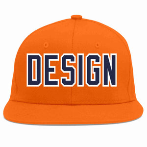 Conception personnalisée de casquette de baseball de sport à avant-toit plat orange marine-blanc pour hommes/femmes/jeunes