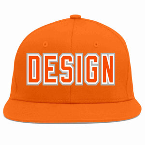 Custom Orange Orange-White Flat Eaves Sport Baseball Cap Design for Men/Women/Youth