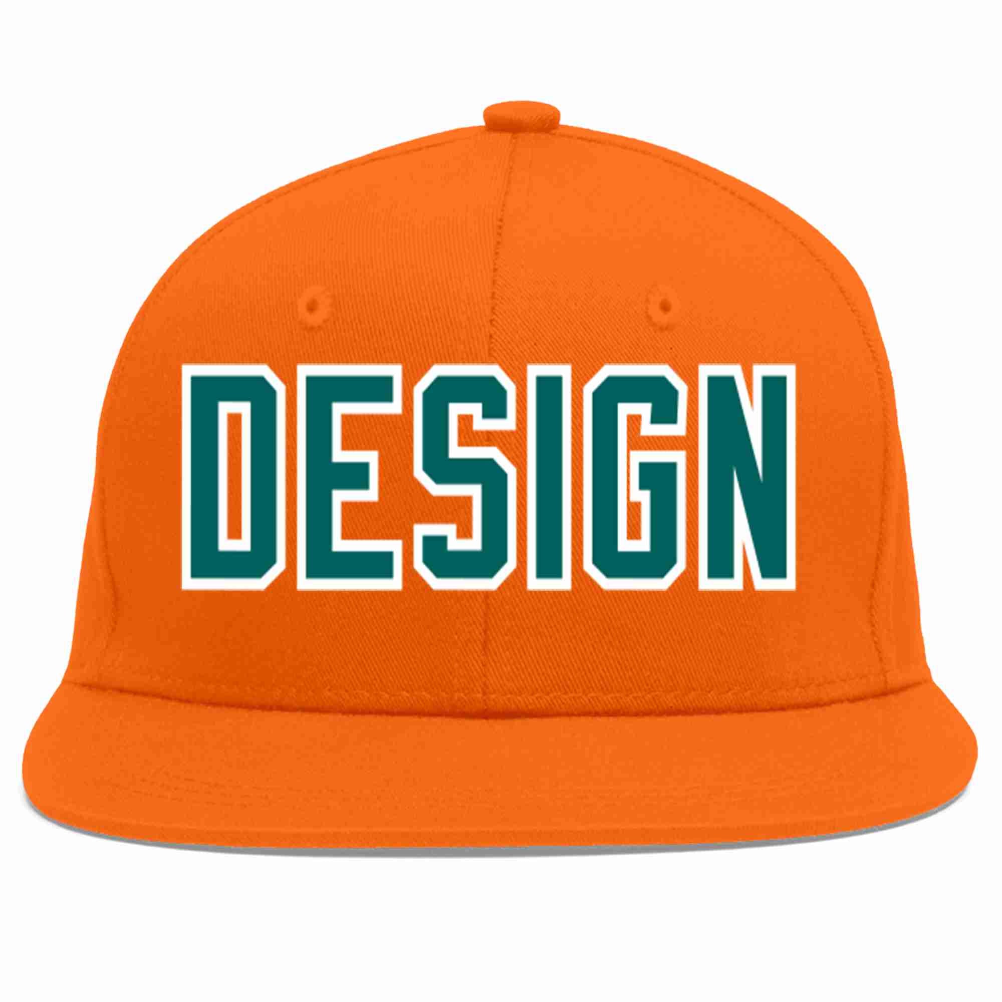 Conception personnalisée de casquette de baseball de sport à avant-toit plat orange aqua-blanc pour hommes/femmes/jeunes