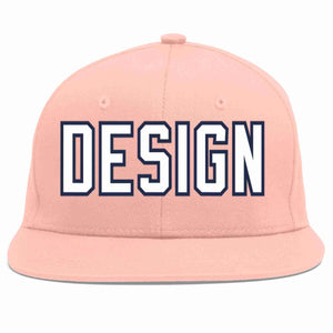 Conception personnalisée de casquette de baseball de sport à Eaves plates rose blanc-marine pour hommes/femmes/jeunes