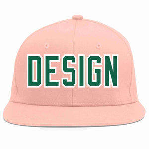 Custom Pink Kelly Green-White Flat Eaves Sport Baseball Cap Design for Men/Women/Youth