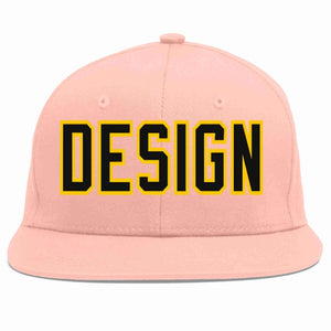 Conception personnalisée de casquette de baseball de sport à avant-toit plat rose noir-or pour hommes/femmes/jeunes