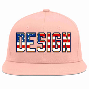 Custom Pink Vintage USA Flag-Gold Flat Eaves Sport Baseball Cap Design for Men/Women/Youth