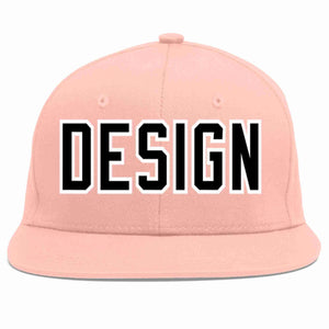 Custom Pink Black-White Flat Eaves Sport Baseball Cap Design for Men/Women/Youth