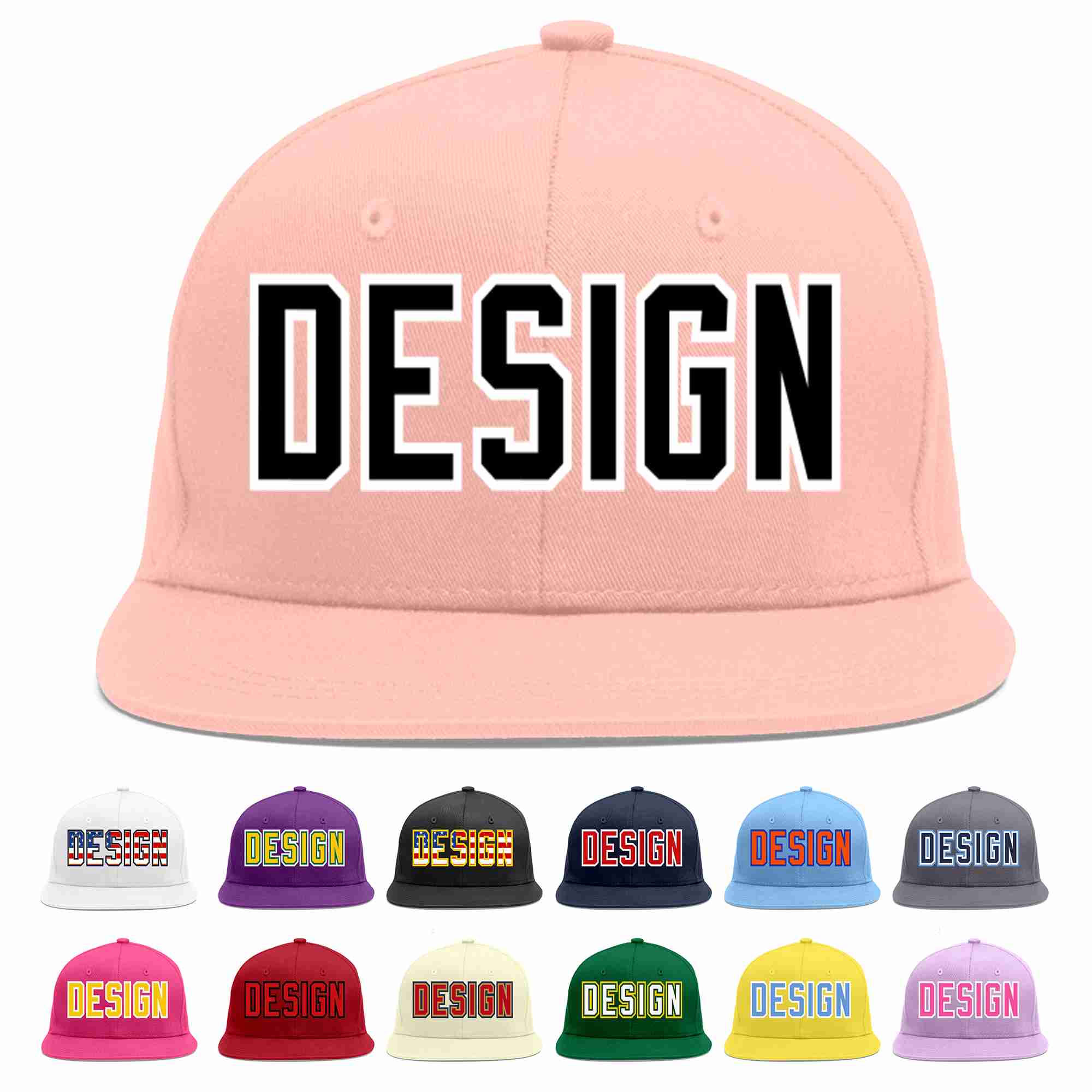 Custom Pink Black-White Flat Eaves Sport Baseball Cap Design for Men/Women/Youth