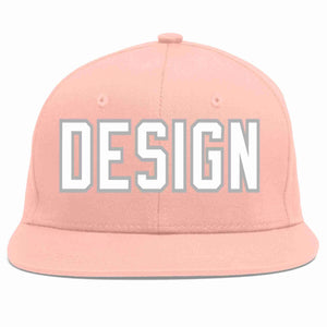 Custom Pink White-Gray Flat Eaves Sport Baseball Cap Design for Men/Women/Youth