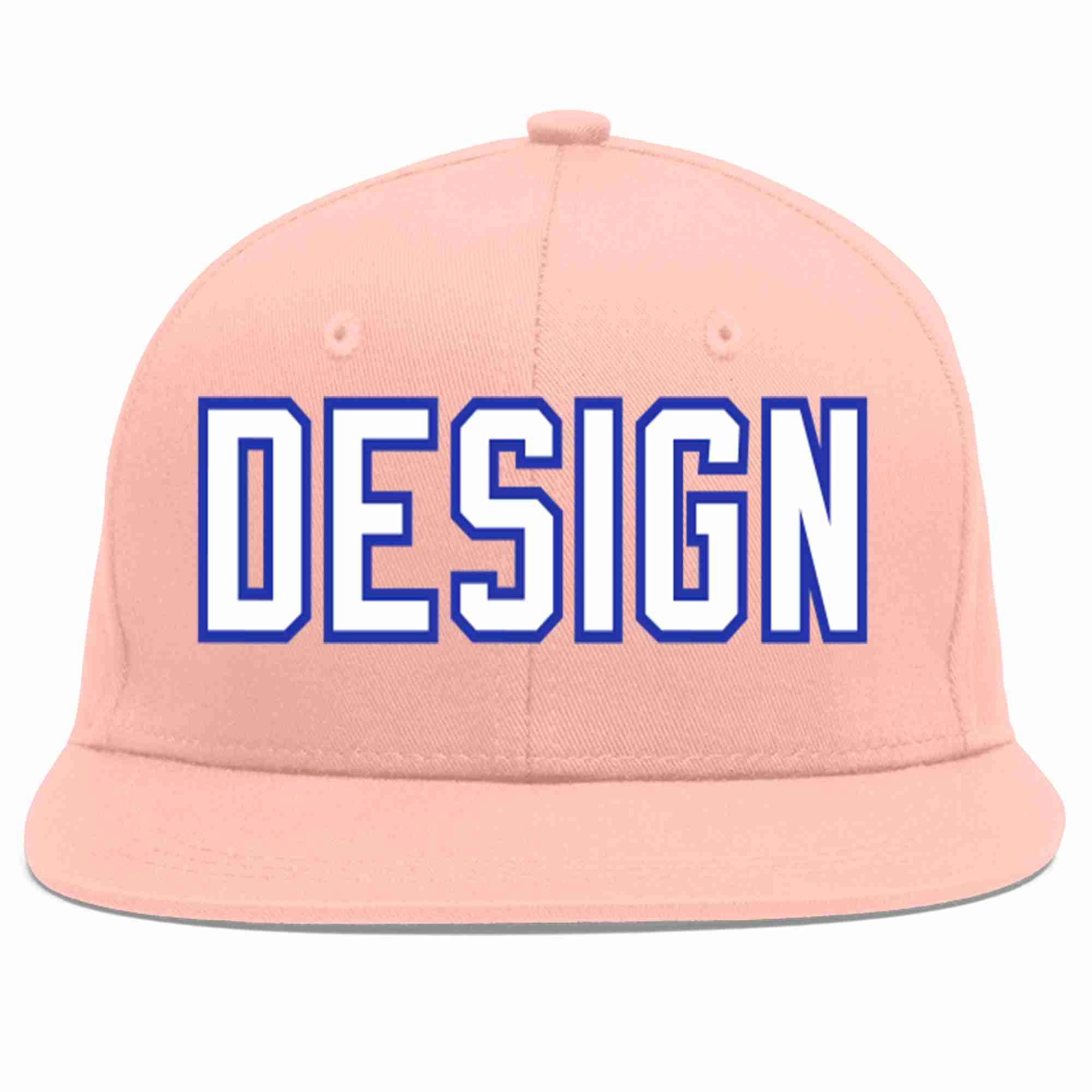 Casquette de baseball personnalisée rose blanc-Royal Flat Eaves Sport pour hommes/femmes/jeunes