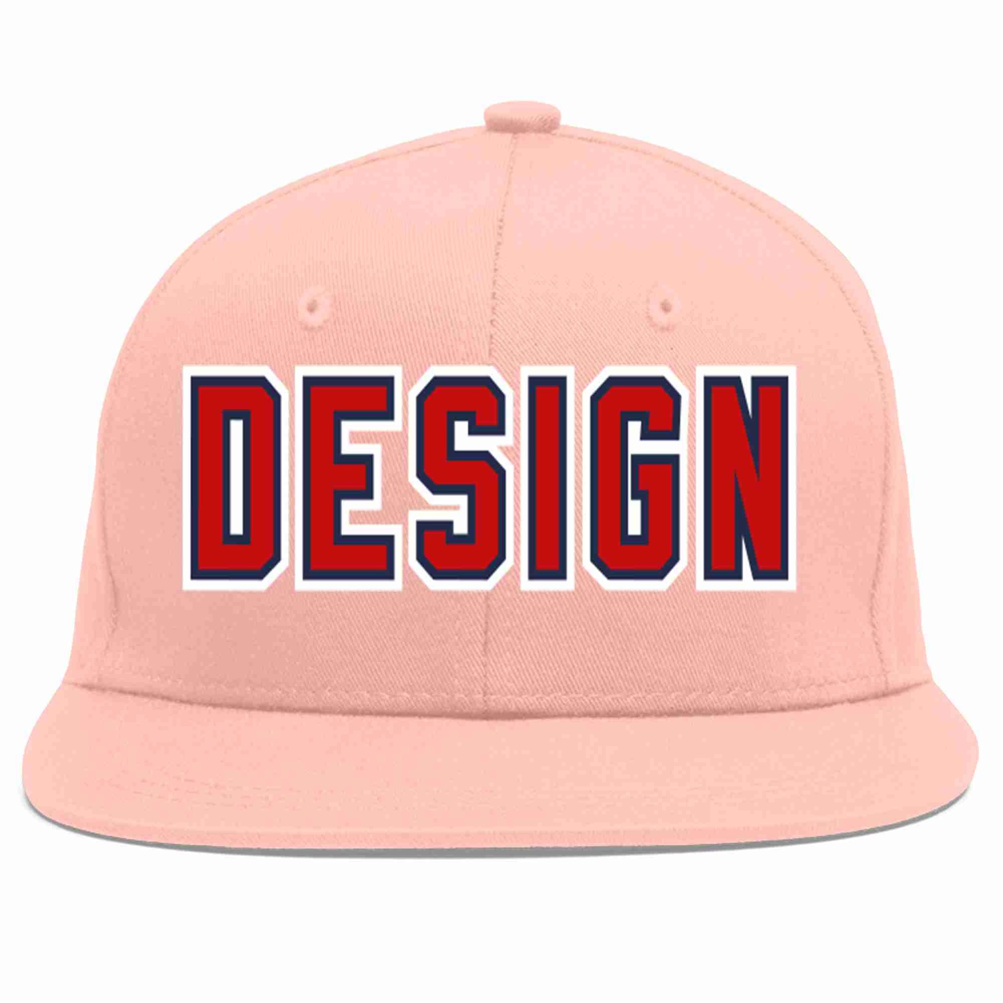 Custom Pink Red-Navy Flat Eaves Sport Baseball Cap Design for Men/Women/Youth