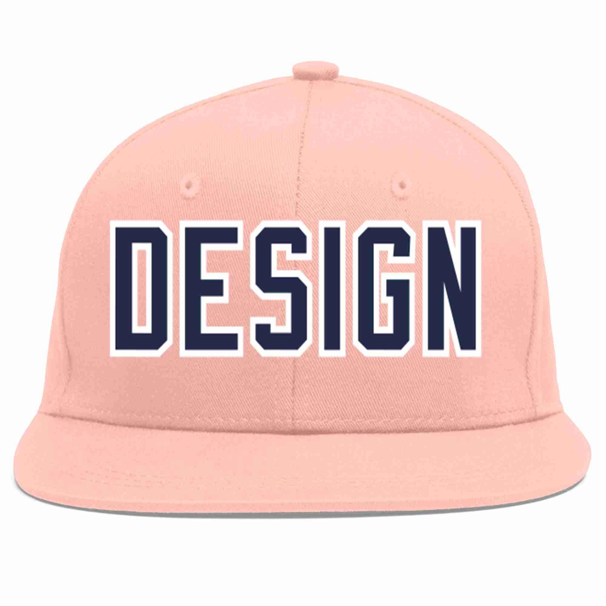 Custom Pink Navy-White Flat Eaves Sport Baseball Cap Design for Men/Women/Youth