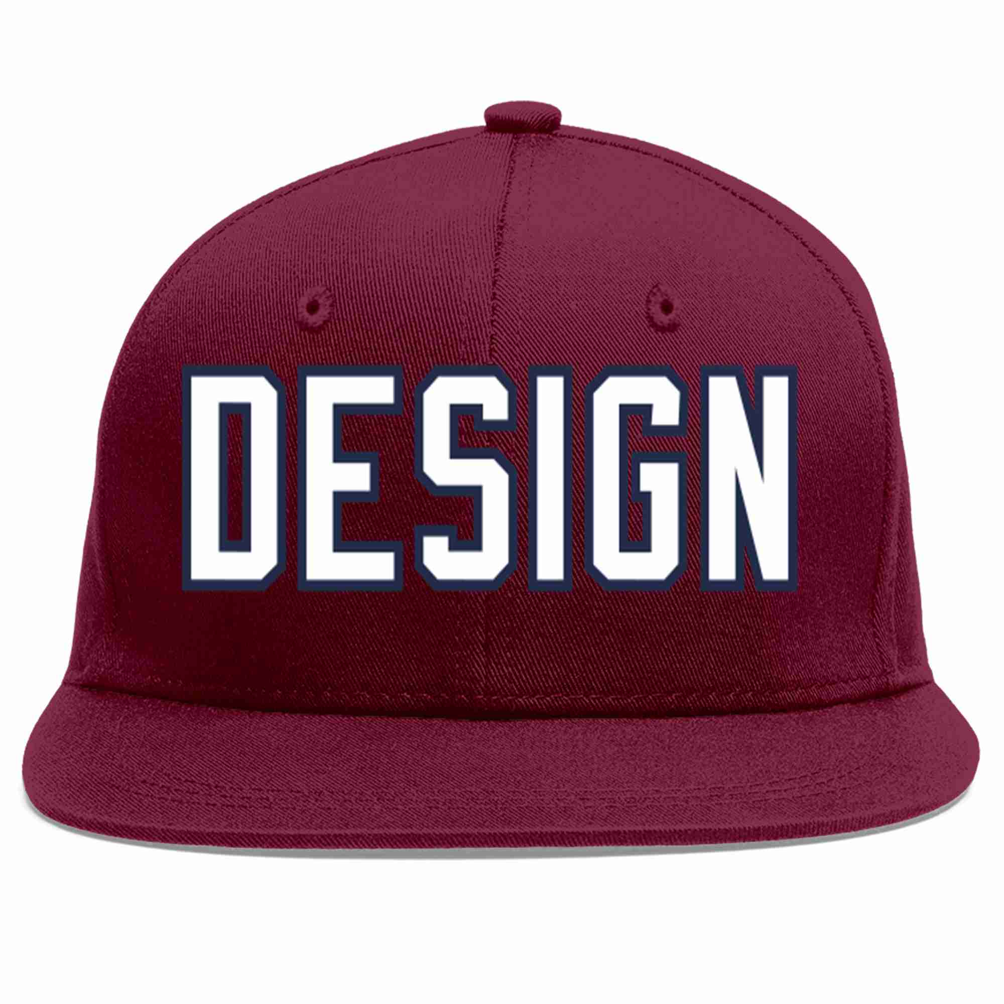 Custom Crimson White-Navy Flat Eaves Sport Baseball Cap Design for Men/Women/Youth