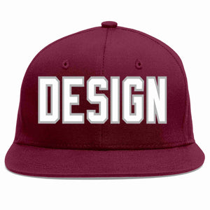 Custom Crimson White-Gray Flat Eaves Sport Baseball Cap Design for Men/Women/Youth