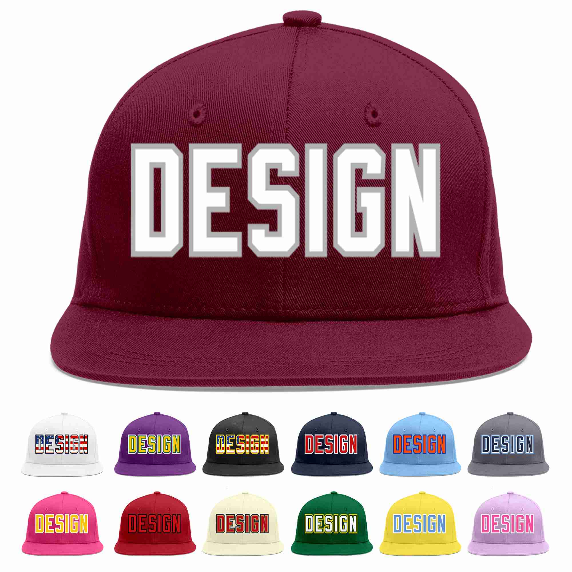 Custom Crimson White-Gray Flat Eaves Sport Baseball Cap Design for Men/Women/Youth