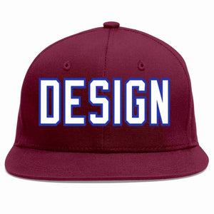 Casquette de baseball personnalisée Crimson White-Royal Flat Eaves Sport pour hommes/femmes/jeunes