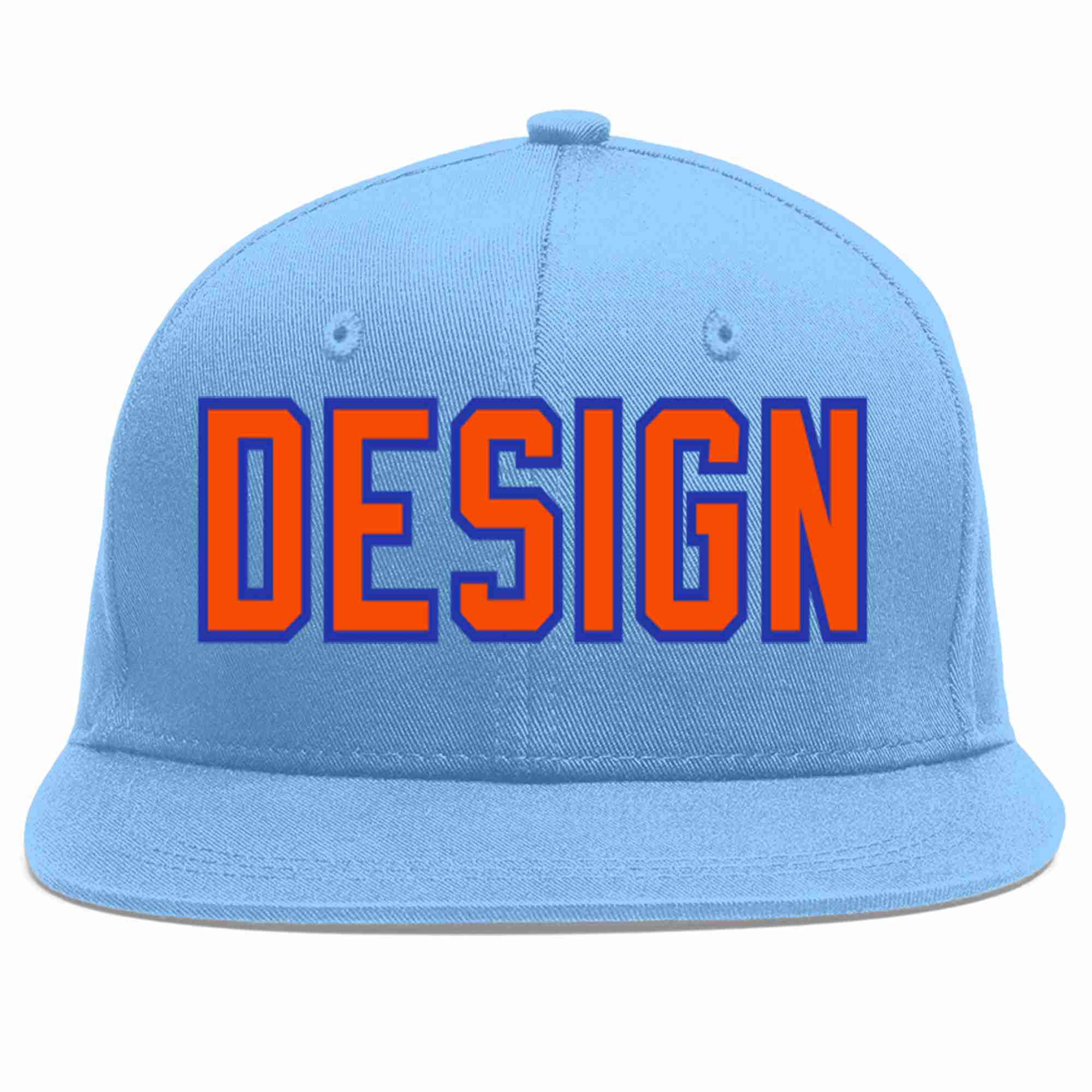 Casquette de baseball de sport personnalisée bleu clair orange-royal, conception pour hommes/femmes/jeunes