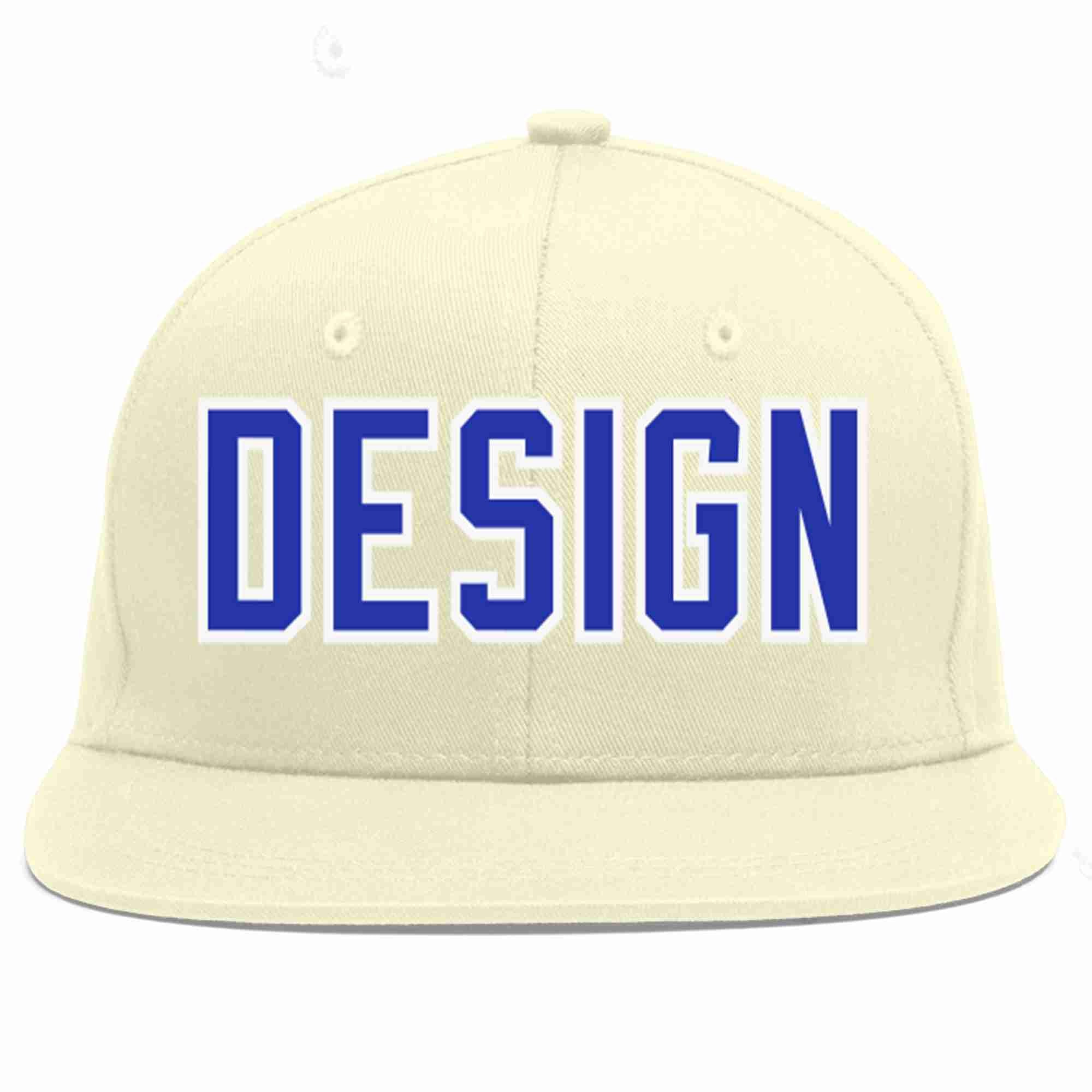 Conception personnalisée de casquette de baseball de sport à Eaves plates Royal-White crème personnalisée pour hommes/femmes/jeunes