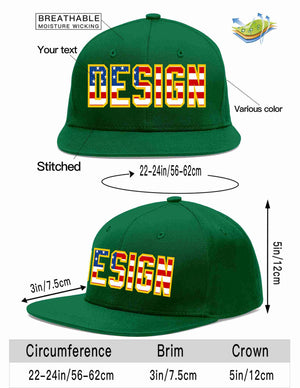 Custom Green Vintage USA Flag-Gold Flat Eaves Sport Baseball Cap Design for Men/Women/Youth