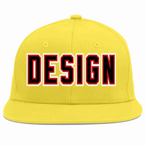 Custom Light Gold Black-Red Flat Eaves Sport Baseball Cap Design for Men/Women/Youth