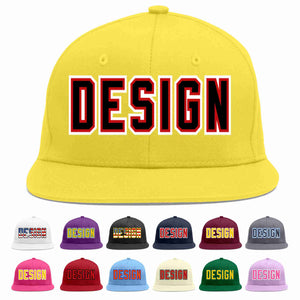 Custom Light Gold Black-Red Flat Eaves Sport Baseball Cap Design for Men/Women/Youth