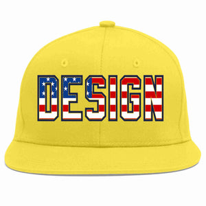 Custom Light Gold Vintage USA Flag-Gold Flat Eaves Sport Baseball Cap Design for Men/Women/Youth