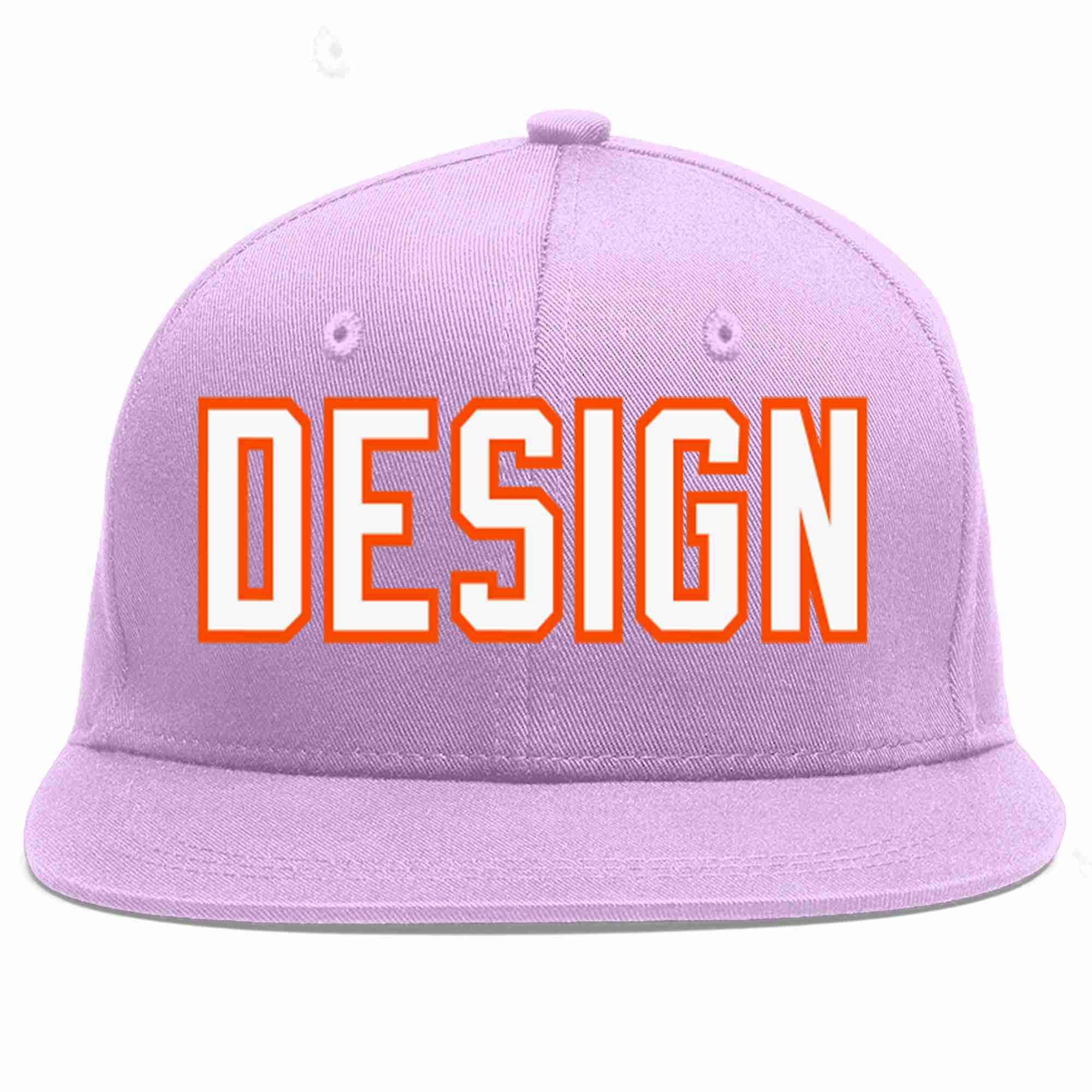 Conception personnalisée de casquette de baseball de sport à avant-toit plat violet clair blanc-orange pour hommes/femmes/jeunes