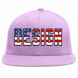 Custom Light Purple Vintage USA Flag-Gold Flat Eaves Sport Baseball Cap Design for Men/Women/Youth