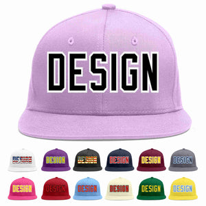 Custom Light Purple Black-White Flat Eaves Sport Baseball Cap Design for Men/Women/Youth