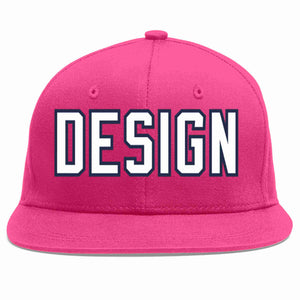 Conception personnalisée de casquette de baseball de sport à avant-toit plat rose rouge blanc-marine pour hommes/femmes/jeunes