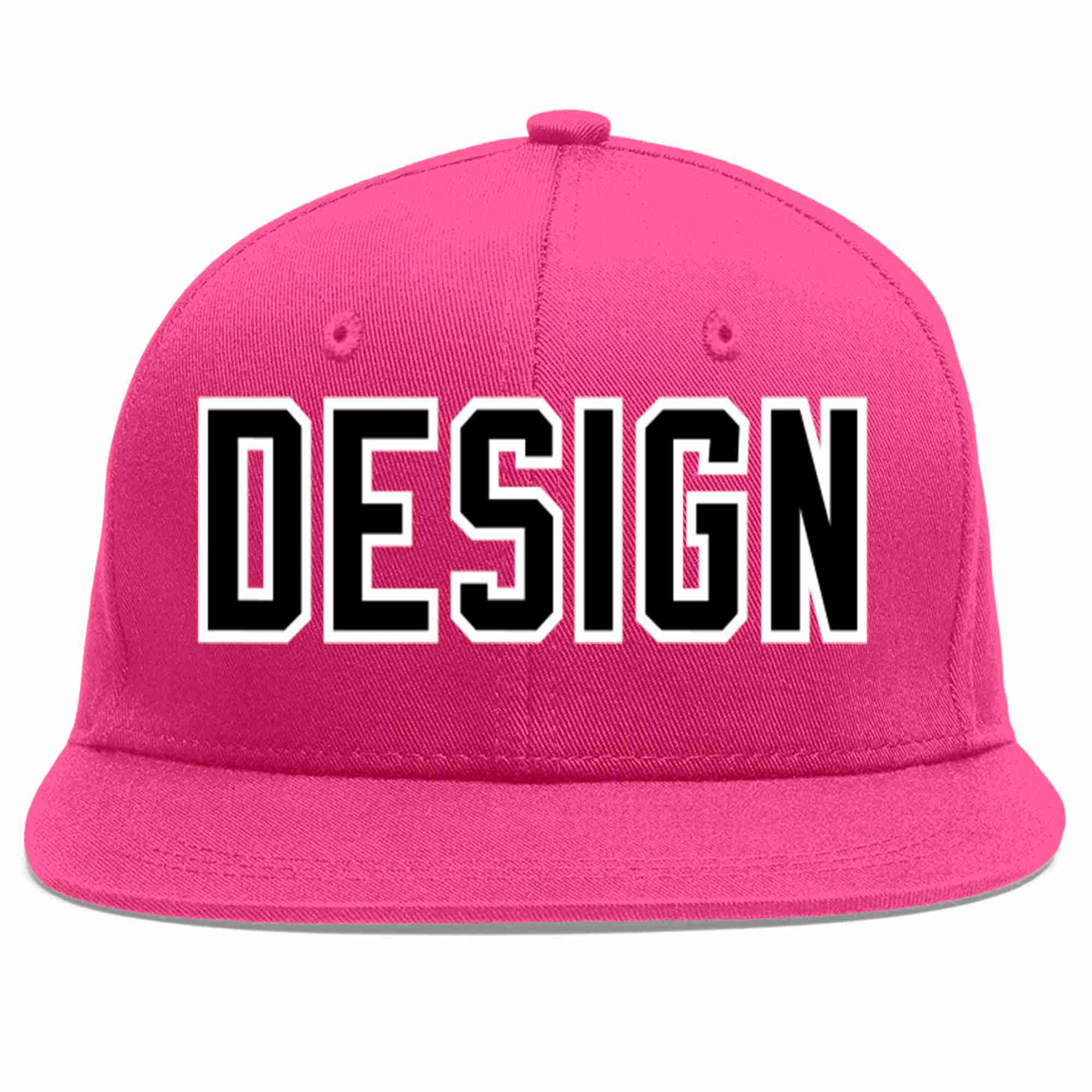 Conception personnalisée de casquette de baseball de sport à avant-toit plat rose rouge noir-blanc pour hommes/femmes/jeunes